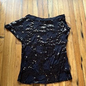 La Cite Off the Shoulder Sequin Shirt
